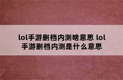 lol手游删档内测啥意思 lol手游删档内测是什么意思